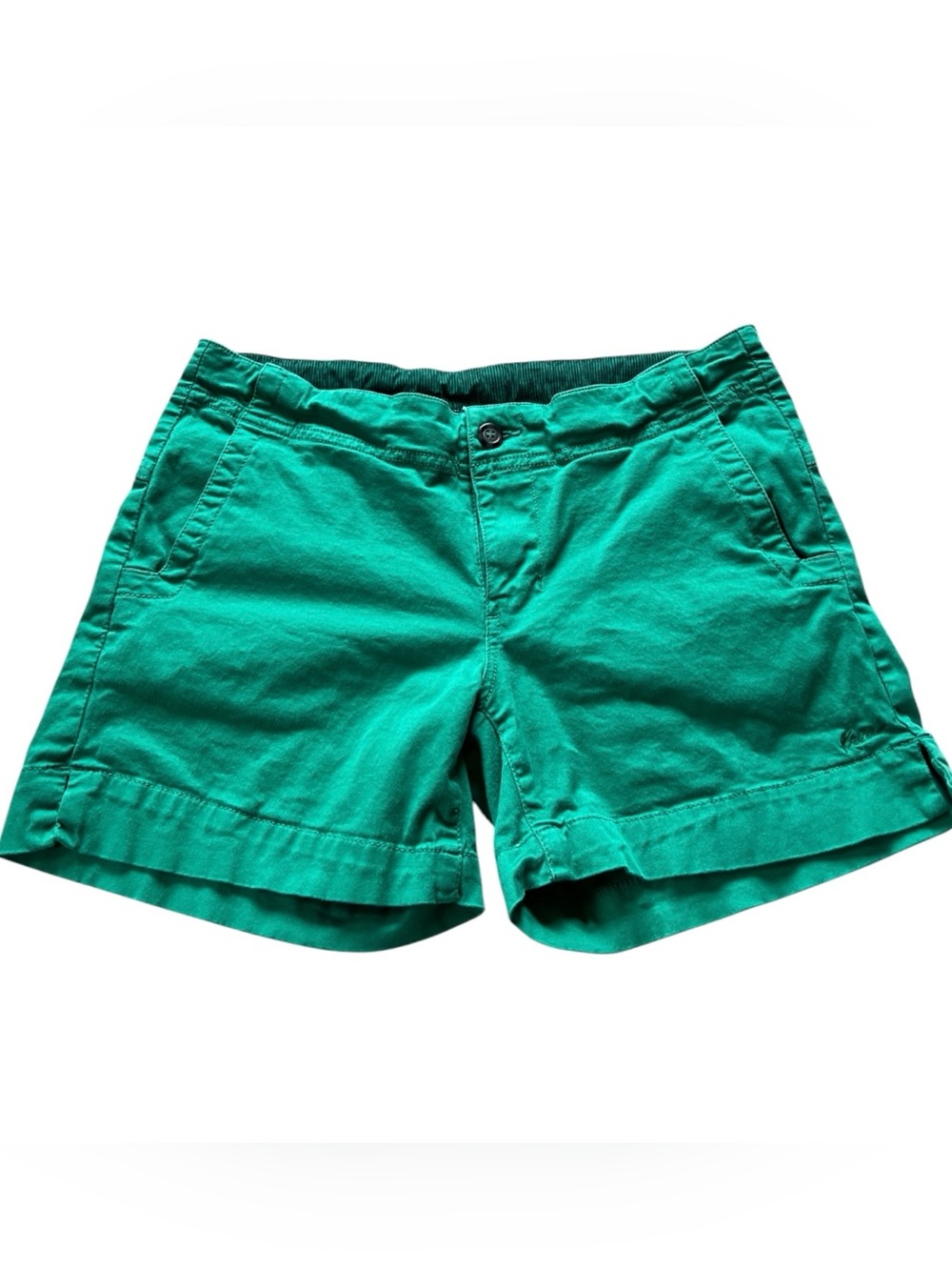 Kavu Teal Green Bermuda Cotton Shorts with Side Hem Slits and Inside Waist Tie
